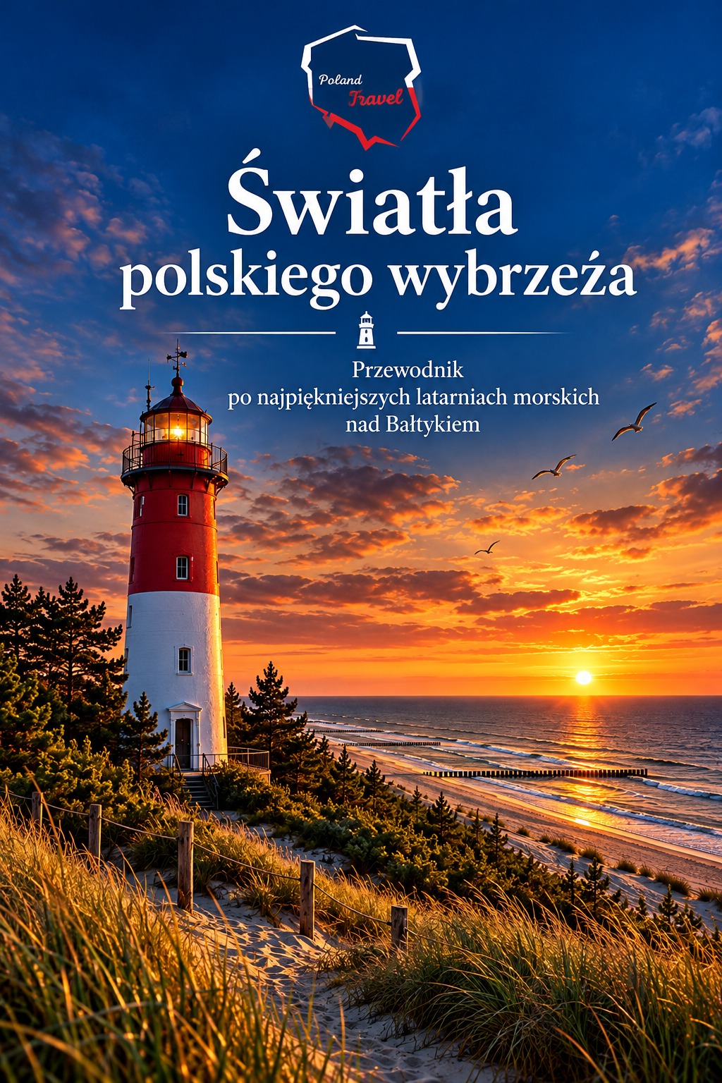 Okładka e-booka Światła polskiego wybrzeża — przewodnik po najpiękniejszych latarniach morskich nad Bałtykiem